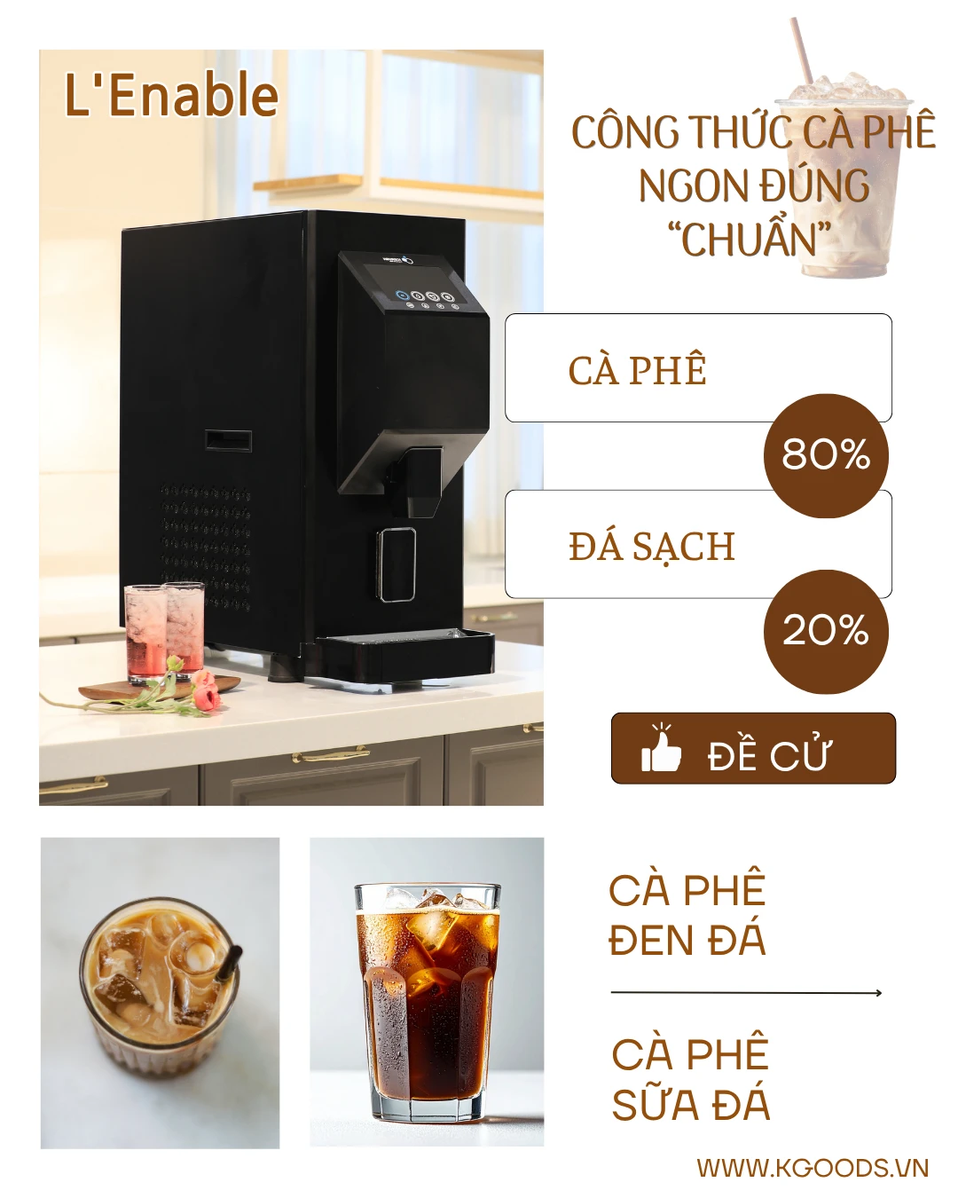 Công Thức Cà Phê Ngon Đúng Chuẩn Với Máy Làm Đá Tự Động L'Enable